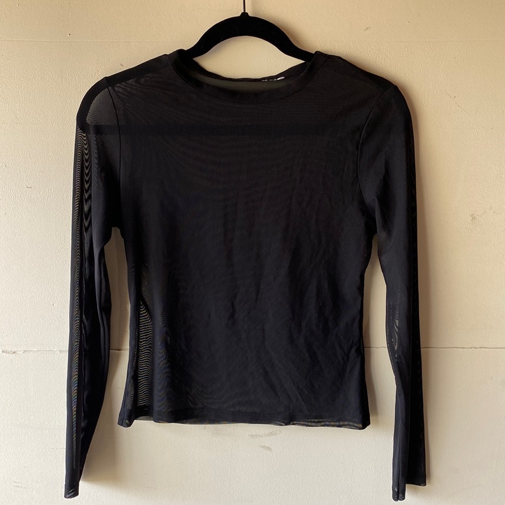 Black Long Sleeve See Through Top